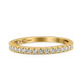 14K Gold Round Shape Simulated CZ Ladies Wedding Band Half Eternity Engagement Ring