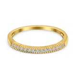 14K Gold Round Shape Simulated Cubic Zirconia Ladies Wedding Band Half Eternity Engagement Ring