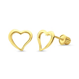14K Yellow Gold Floating Heart Stud Earrings with Screw Back (7mm)
