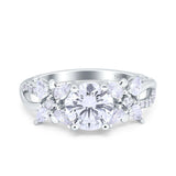 14K Gold Halo Floral Art Deco Round Shape Simulated Cubic Zirconia Wedding Engagement Ring