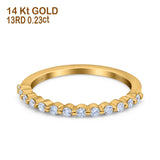 14 K Gold 0,23 ct Diamant rund Vintage Halb Ewigkeit 1,8 mm Band Verlobungsring