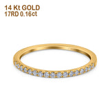Verlobungsring aus 14-karätigem Gold, 0,16 ct Diamant, halber Ewigkeitsring, rund, 2 mm Band