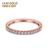 Verlobungsring aus 14-karätigem Gold mit 0,28 Karat Diamant und rundem 2-mm-Stapelband