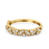 14 K Gold 0,23 ct rund 4,5 mm G SI Art Deco Halb-Ewigkeits-Diamant-Band-Verlobungs-Ehering