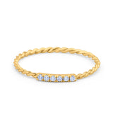 14 K Gold 0,06 ct rund 1,5 mm G SI Twist geflochtenes Kabel Diamant Eternity Band Verlobungs-Ehering