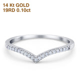 14 K Gold 0,10 ct rund 4 mm F S2 V-Form stapelbarer Chevron-Diamant-Ehering für halbe Ewigkeit