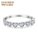 14K Gold 0.20ct Heart 6.3mm G SI Diamond Engagement Half Eternity Wedding Ring