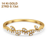 14K Gold 0.13ct Round 4.5mm G SI Half Eternity Leaf Vine Trendy Stackable Diamond Engagement Wedding Ring