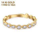 14K Gold 0.10ct Round 2.75mm G SI Half Eternity Stackable Diamond Engagement Wedding Ring