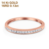 Verlobungs-Ehering aus 14-karätigem Gold, rund, 3 mm, G SI, halber Ewigkeitsdiamant, 0,13 ct