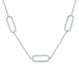 14 K Gold 0,37 ct dreigliedrige ovale Büroklammer-Halskette mit natürlichem Diamant-Anhänger, 45,7 cm lang