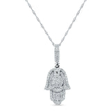 Halskette mit Hamsa-Hand-Charm-Anhänger aus 14-karätigem Gold, 0,22 ct, Naturdiamant, 45,7 cm lang