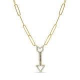 14K Gold 0,25ct Pfeilstil Naturdiamant Anhänger Büroklammer Kette Halskette 18" lang