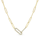 Halskette mit ineinandergreifendem Büroklammer-Kettenanhänger aus 14-karätigem Gold, 0,22 ct, mit Naturdiamant, 45,7 cm lang