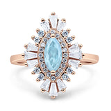 Art Deco Halo Marquise Natural Aquamarine Engagement Ring