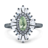 Art Deco Halo Marquise Natural Green Amethyst Prasiolite Engagement Ring