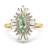 Art Deco Halo Marquise Natural Green Amethyst Prasiolite Engagement Ring