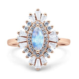 Art Deco Halo Marquise Natural Moonstone Engagement Ring