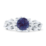 Runder Unendlichkeits-Marquise-Blumenring im Vintage-Stil, Lab-Alexandrit-925er-Sterlingsilber