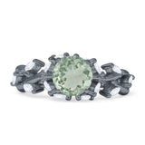 Round Infinity Marquise Vintage Style Floral Ring Natural Green Amethyst Prasiolite 925 Sterling Silver