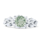 Round Infinity Marquise Vintage Style Floral Ring Natural Green Amethyst Prasiolite 925 Sterling Silver