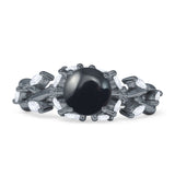 Runder Infinity-Marquise-Blumenring im Vintage-Stil, natürlicher schwarzer Onyx aus 925er Sterlingsilber