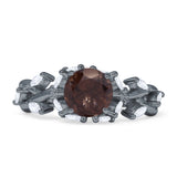 Round Infinity Marquise Vintage Style Floral Ring Natural Chocolate Smokey Quartz 925 Sterling Silver