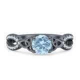 Runder Cetlic Trinity Vintage-Stil natürlicher Aquamarin-Ring aus 925er Sterlingsilber