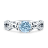 Runder Cetlic Trinity Vintage-Stil natürlicher Aquamarin-Ring aus 925er Sterlingsilber