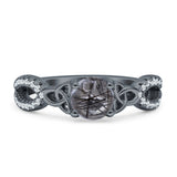 Runder Cetlic Trinity Vintage-Stil natürlicher Rutilquarz-Ring aus 925er Sterlingsilber