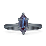 Marquise Solitaire Engagement Ring 5X10 Lab Alexandrite 925 Sterling Silver