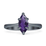 Marquise Solitaire Engagement Ring 6X12 Natural Amethyst 925 Sterling Silver