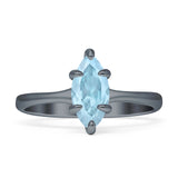 Marquise Solitaire Engagement Ring 5X10 Natural Aquamarine 925 Sterling Silver