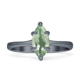 Marquise Solitaire Engagement Ring 6X12 Natural Green Amethyst Prasiolite 925 Sterling Silver