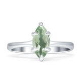 Marquise Solitaire Engagement Ring 5X10 Natural Green Amethyst Prasiolite 925 Sterling Silver