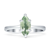 Marquise Solitaire Engagement Ring 6X12 Natural Green Amethyst Prasiolite 925 Sterling Silver