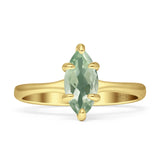 Marquise Solitaire Engagement Ring 6X12 Natural Green Amethyst Prasiolite 925 Sterling Silver