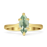 Marquise Solitaire Engagement Ring 5X10 Natural Green Amethyst Prasiolite 925 Sterling Silver