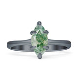 Marquise Solitaire Engagement Ring 5X10 Natural Green Moss Agate 925 Sterling Silver