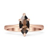 Marquise Solitaire Engagement Ring 5X10 Natural Chocolate Smoky Quartz 925 Sterling Silver
