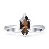 Marquise Solitaire Engagement Ring 5X10 Natural Chocolate Smoky Quartz 925 Sterling Silver