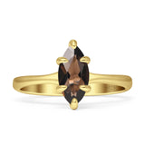 Marquise Solitaire Engagement Ring 6X12 Natural Chocolate Smoky Quartz 925 Sterling Silver