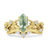 Marquise Split Shank Leaf Floral Ring