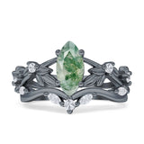 Marquise Split Shank Leaf Floral Ring