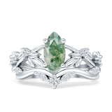 Marquise Split Shank Leaf Floral Ring