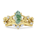 Marquise Split Shank Leaf Floral Ring