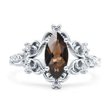 Vintage Style Engagement Ring Marquise Natural Chocolate Smoky Quartz 925 Sterling Silver