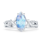 Marquise Natural Moonstone Split Shank Infinity Twisted Ring 925 Sterling Silver