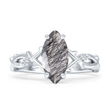 Marquise-Ring aus natürlichem Rutilquarz mit geteiltem Schaft und gedrehtem Infinity-Ring aus 925er-Sterlingsilber