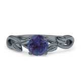 Budding Willow Solitaire Ring Round Lab Alexandrite 925 Sterling Silver